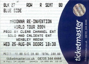 Madonna ticket Aug 2004
