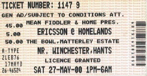 Homelands ticket May 2000