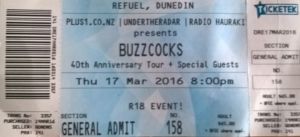 Buzzcocks Dunedin Ticket